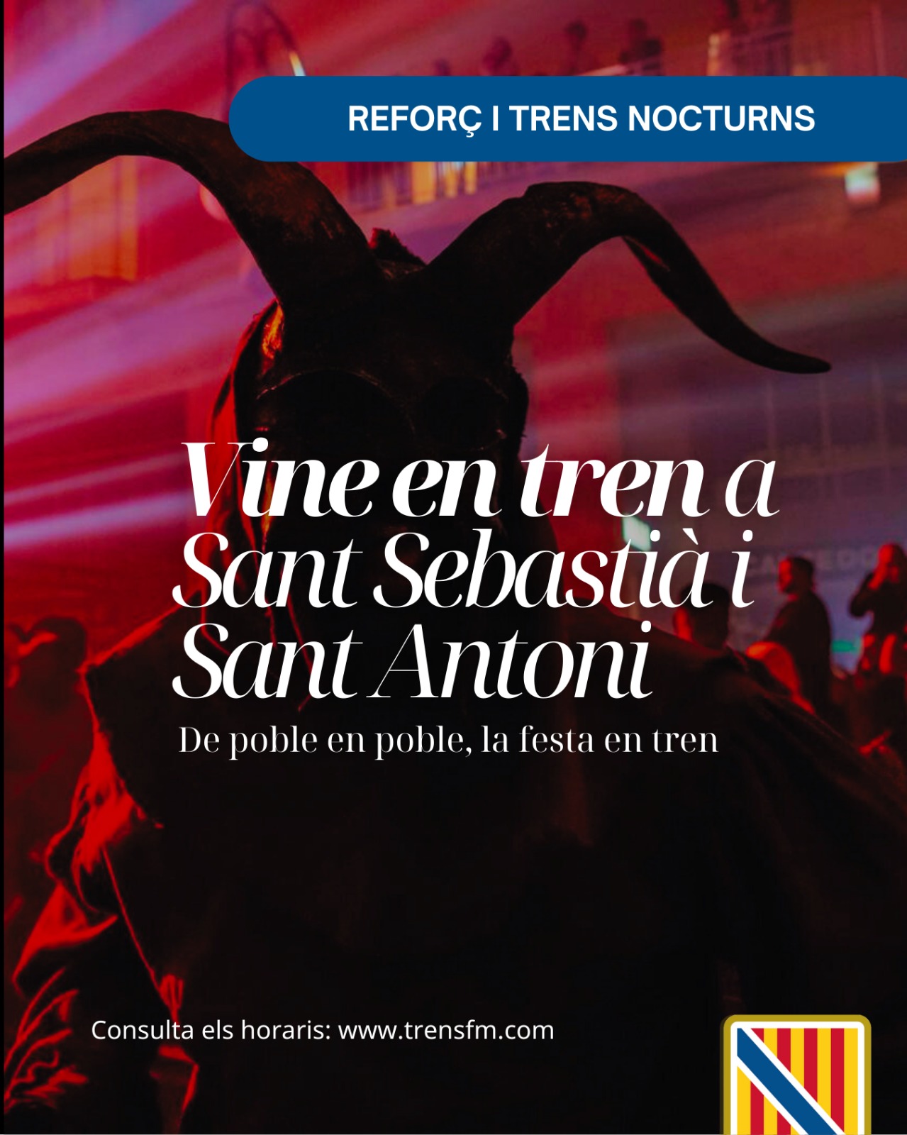 Foto de noticia Descàrrega d'imatges SFM habilita trens nocturns i de reforç amb motiu de les festes de Sant Antoni i Sant Sebastià
