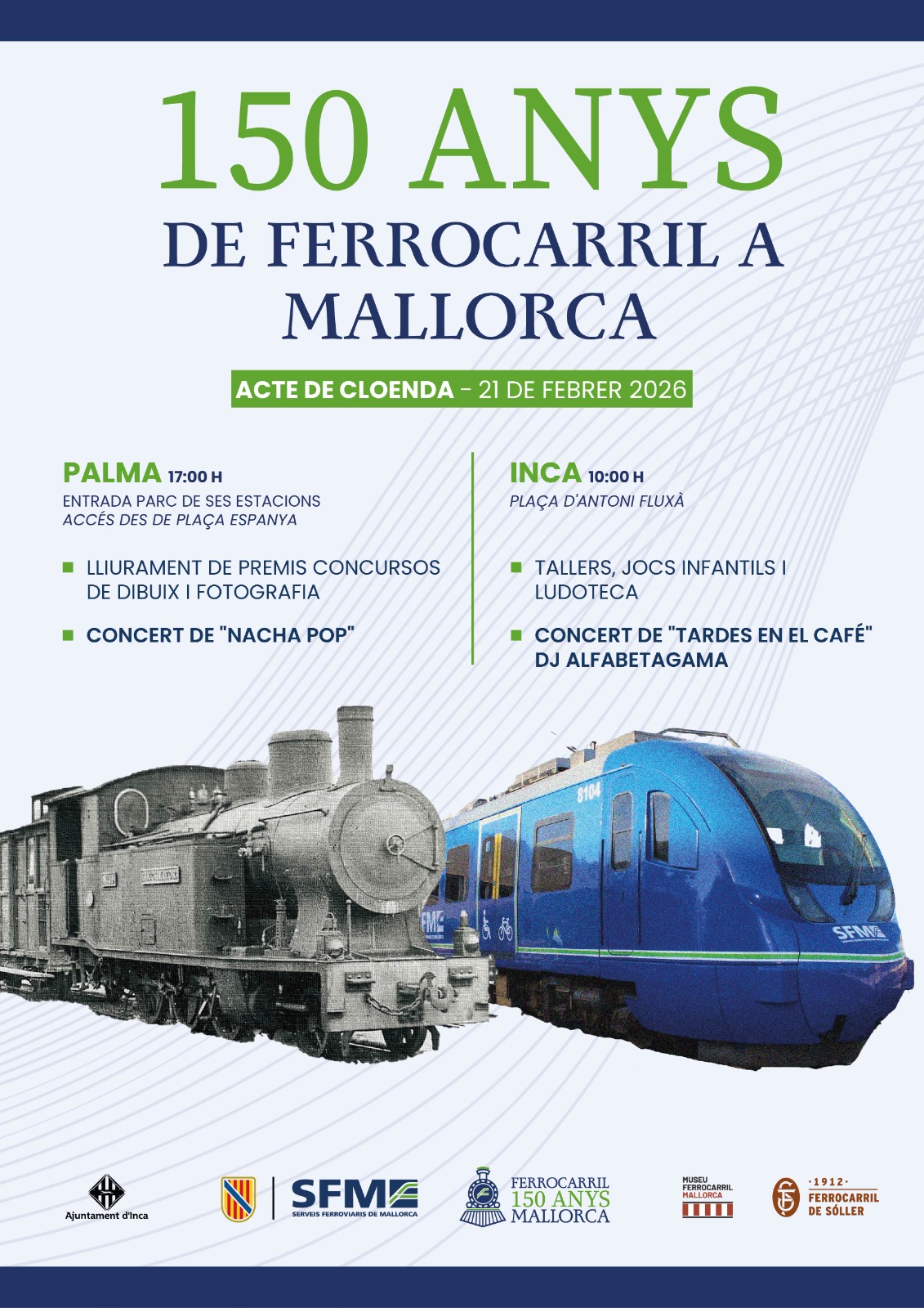 SFM celebra a Palma i Inca els actes de cloenda de la commemoració del 150è aniversari del tren de Mallorca