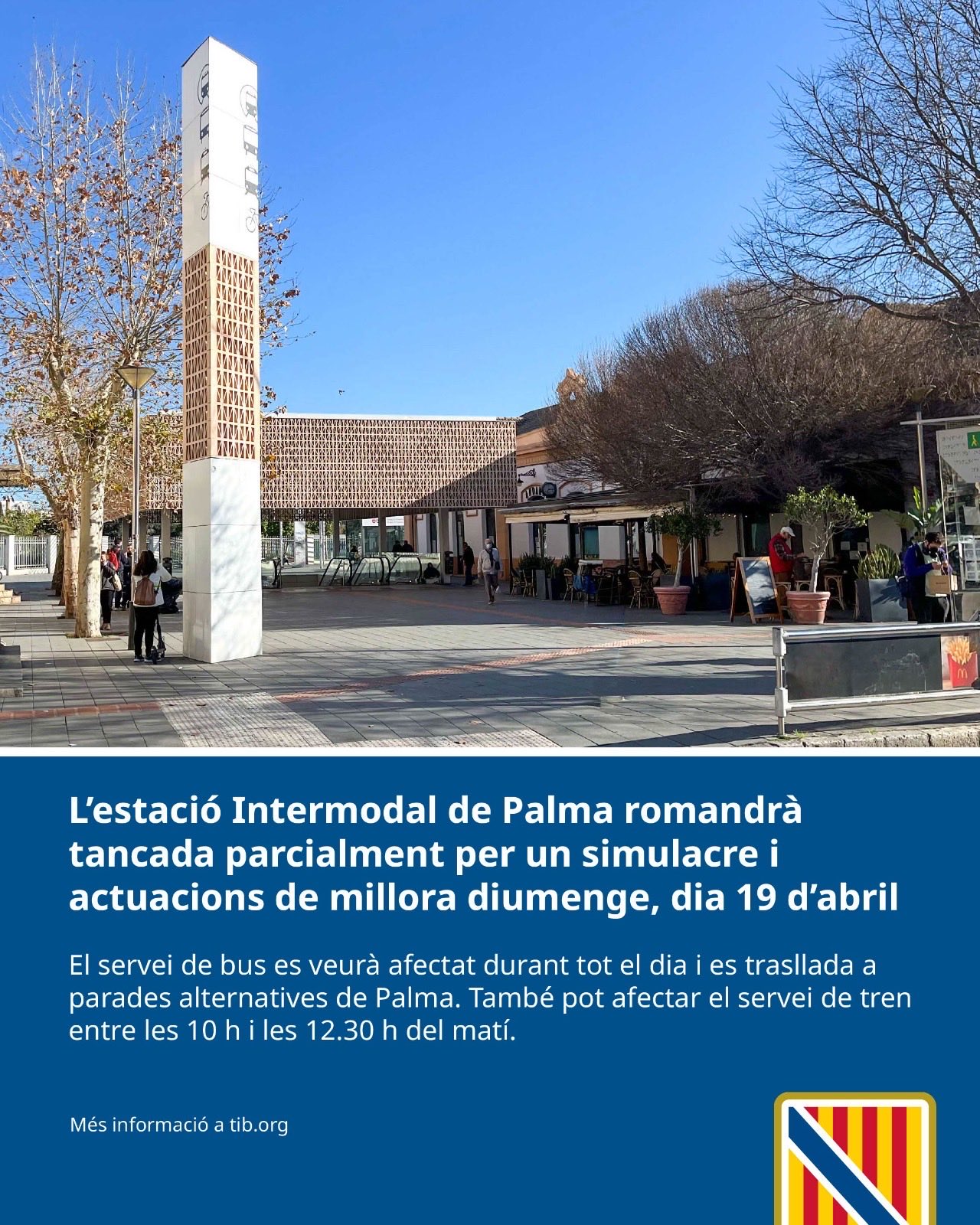L’estació Intermodal de Palma tanca parcialment aquest diumenge per un simulacre d’accident