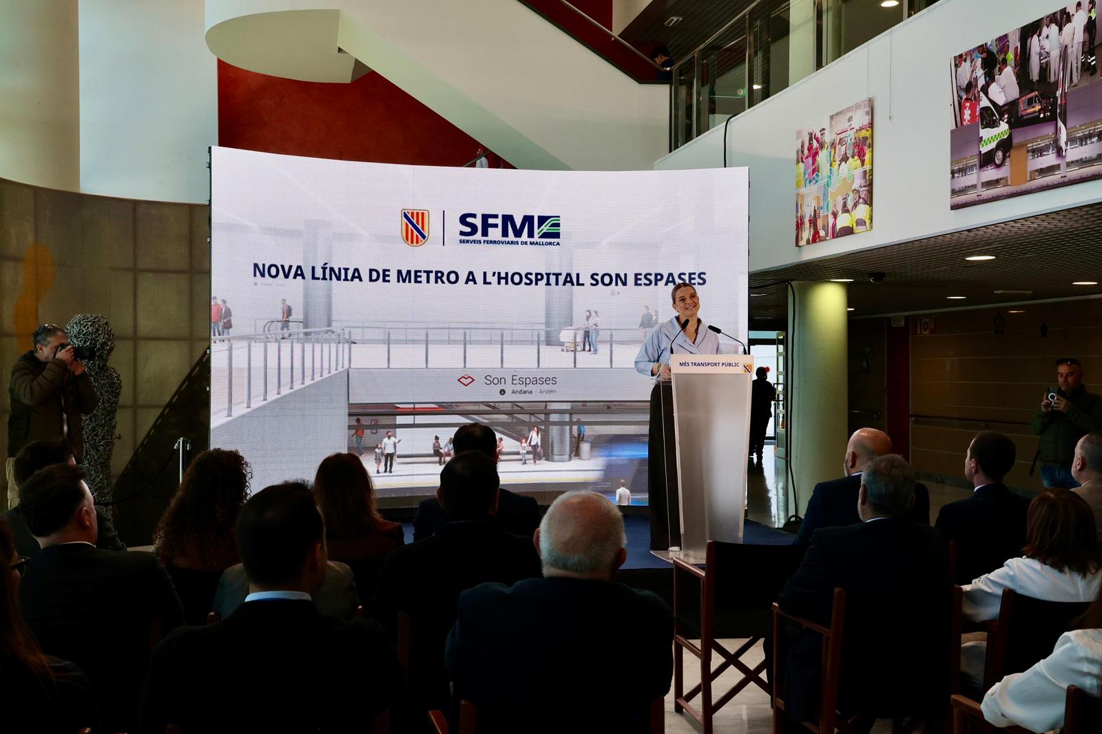 La presidenta Prohens presenta el projecte de la nova línia de metro de Palma fins a l’Hospital Universitari Son Espases